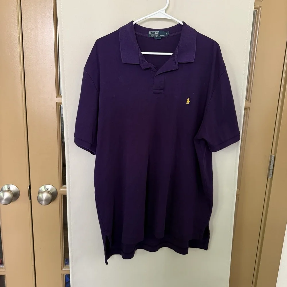 Polo By Ralph Lauren Mens XL Dark Purple Short‎ Sleeve Polo Embroidered Logo